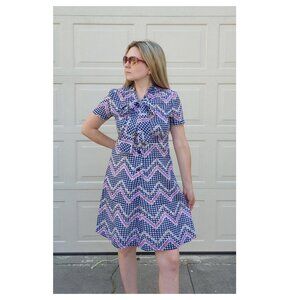 5/$100 SALE -  Vintage Handmade Houndstooth and Chain Mod Dress